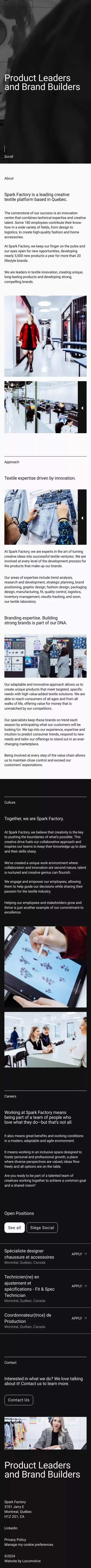 Spark Factory | Leading apparel fashion and decor manufacturer in Quebec | Spark Factory mobile view