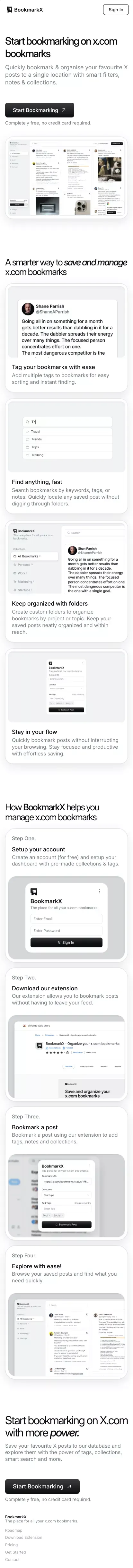 Bookmarkx mobile view