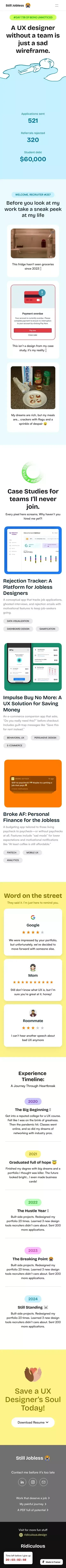 Desperate UX Portfolio mobile view