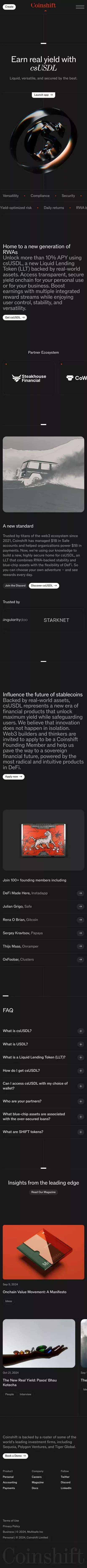 Personal | Coinshift mobile view