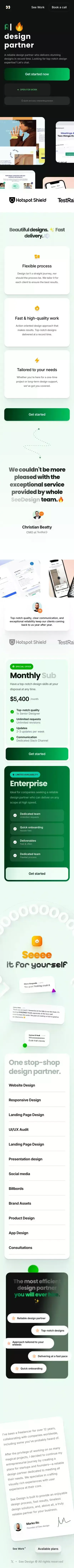 See Design – A design agency created for founders and startups. mobile view