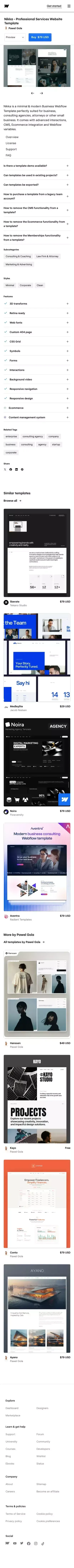 Nikka Website Page Template for Webflow mobile view