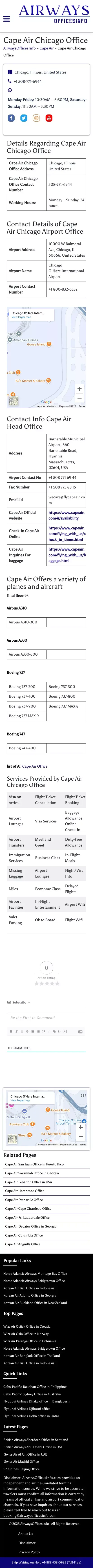 Cape Air Chicago Office +1-888-738-0985 mobile view