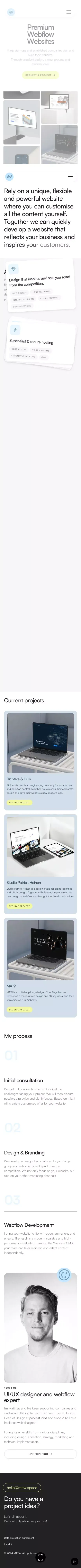 Premium Webflow Websites | Matthias Werschmann mobile view