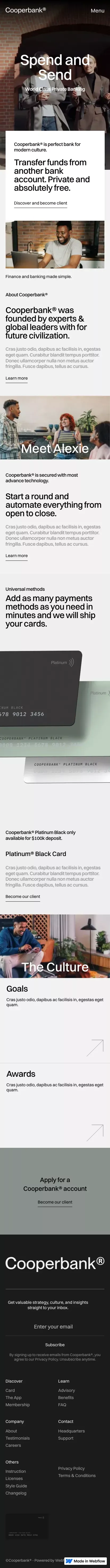 Cooper Bank -  Webflow HTML website template mobile view
