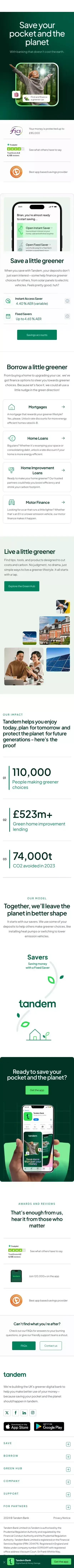 Tandem Bank | Start Banking For A Greener Future mobile view