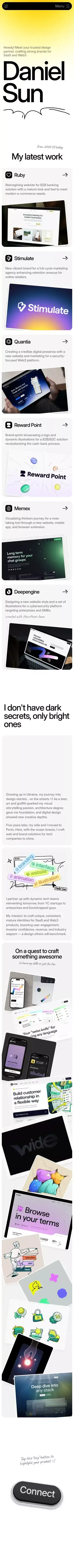 Daniel Sun | Top-tier Web and Brand Design for SaaS and Web3 mobile view