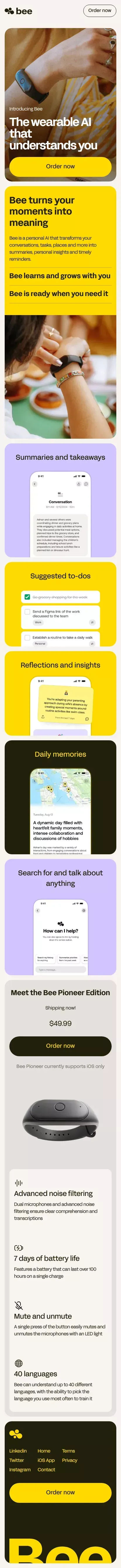 Bee - Your new wearable personal AI mobile view
