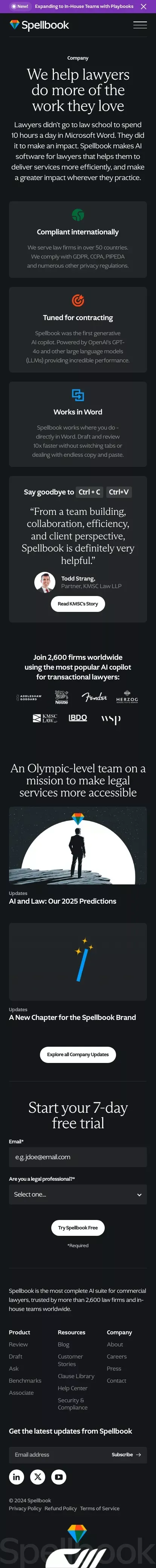Spellbook - The First Generative AI Copilot for Lawyers mobile view