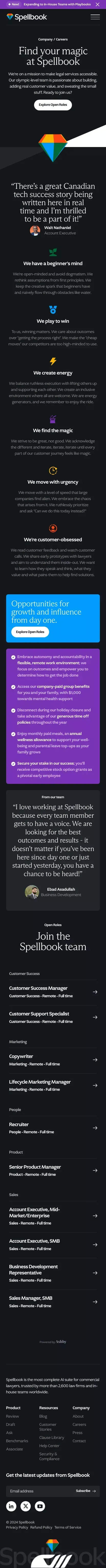 Spellbook Careers - We're Hiring mobile view