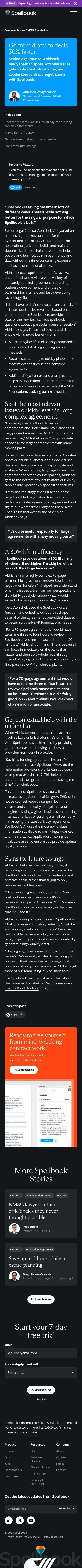 Go from drafts to deals 30% faster | Spellbook Customer Stories mobile view