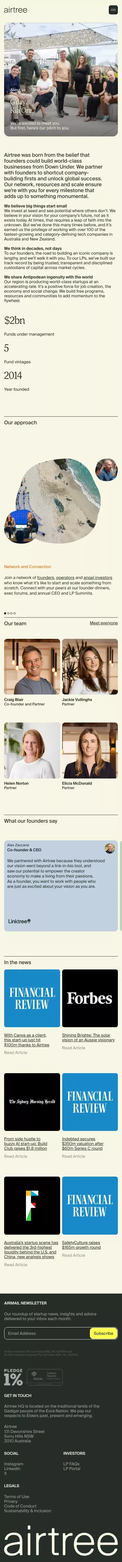 About | Airtree Ventures mobile view