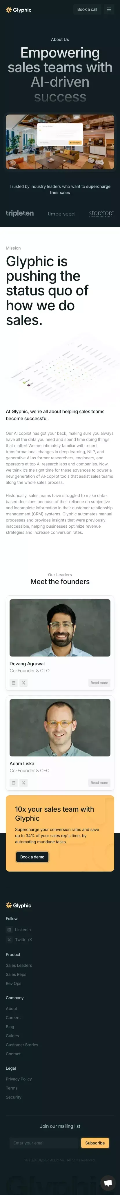 Glyphic AI | About mobile view