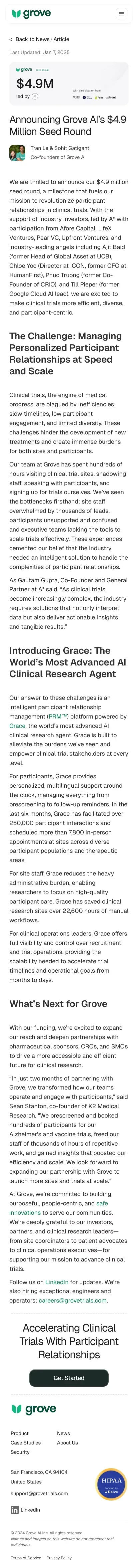 Announcing Grove AIâs $4.9 Million Seed Round mobile view
