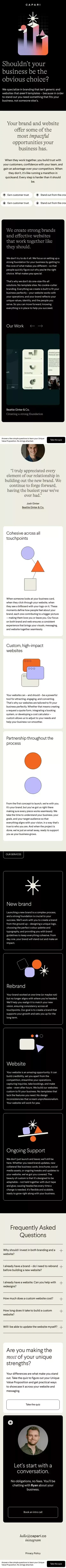 Branding & Websites – Capari mobile view