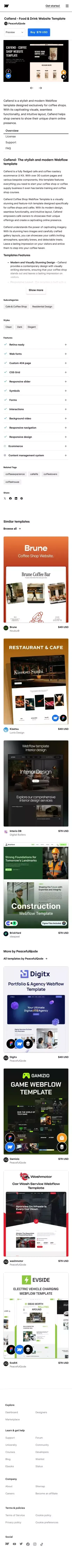 Cafiend Website Page Template for Webflow mobile view