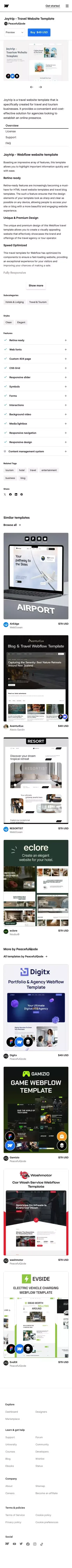 Joytrip Website Page Template for Webflow mobile view