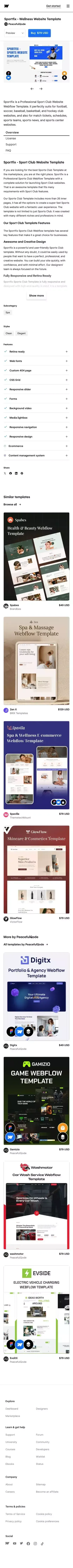 Sportfix Website Page Template for Webflow mobile view