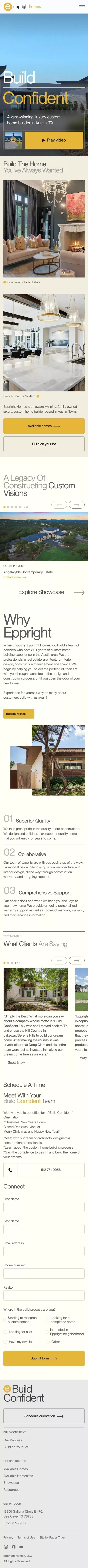 Eppright Homes mobile view