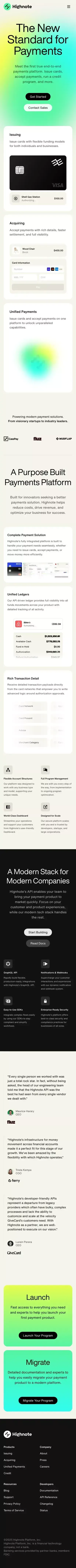 Highnote | The New Standard for Payments mobile view