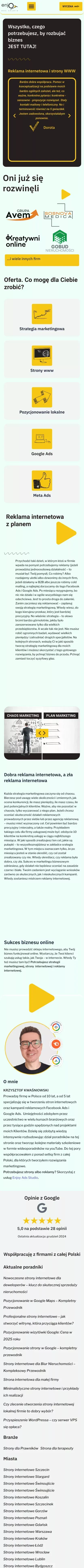 Reklama internetowa i strony WWW - Enjoy Ads Studio mobile view