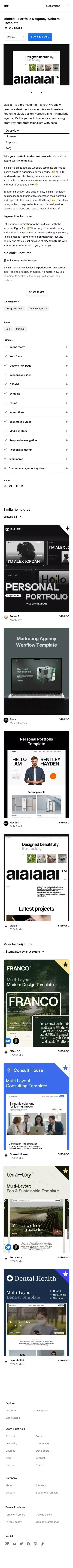 aiaiaiai Website Page Template for Webflow mobile view
