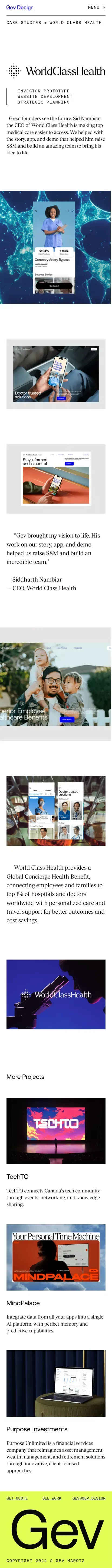 World Class Health Case Study | gev.design mobile view