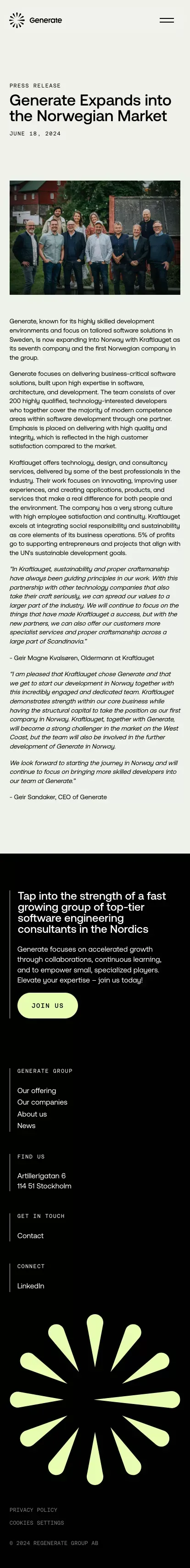 Generate Expands into the Norwegian Market – Generate Group mobile view