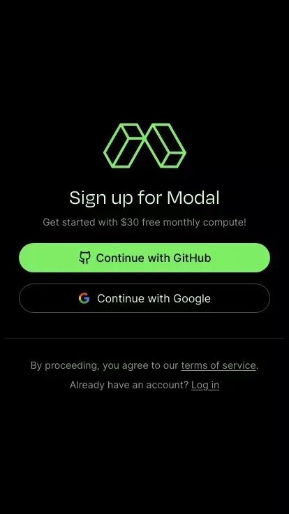 Sign up | Modal mobile view