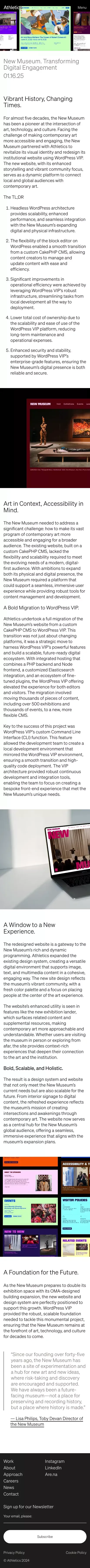 New Museum. Transforming Digital Engagement - Athletics mobile view