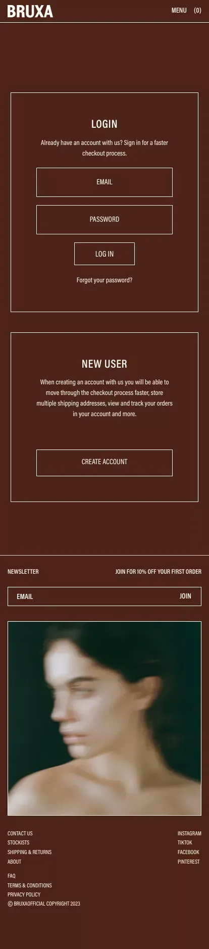 Account – BRUXA: Our Carnal Reverence mobile view