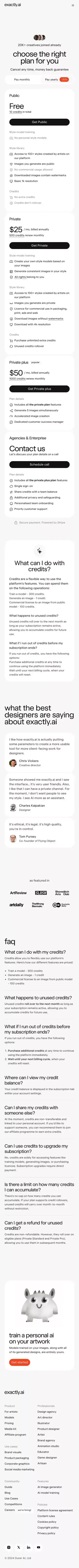 Pricing mobile view