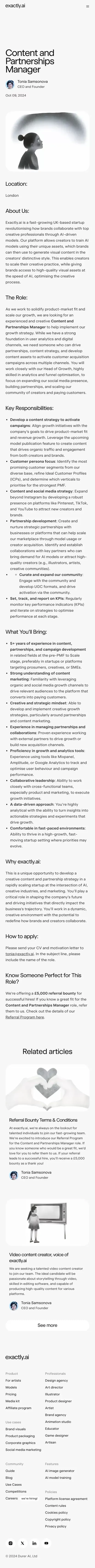 Content and Partnerships Manager mobile view