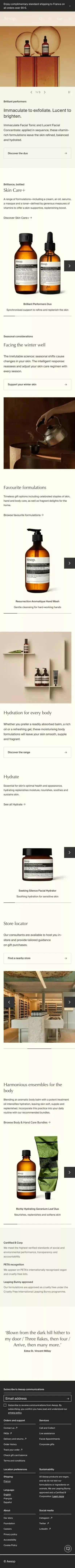 Formulations for Skin, Hair & Body | Aesop mobile view