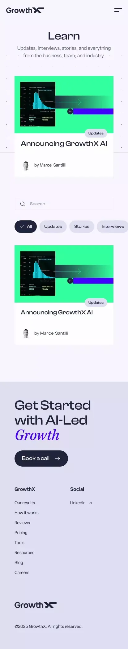 GrowthX: Expert-Led, AI‑Powered Growth mobile view