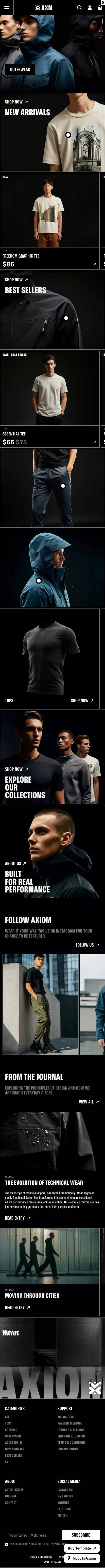 Axiom Ecommerce Template mobile view