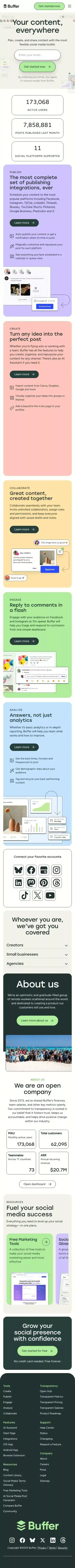 Buffer: Social media management for everyone mobile view