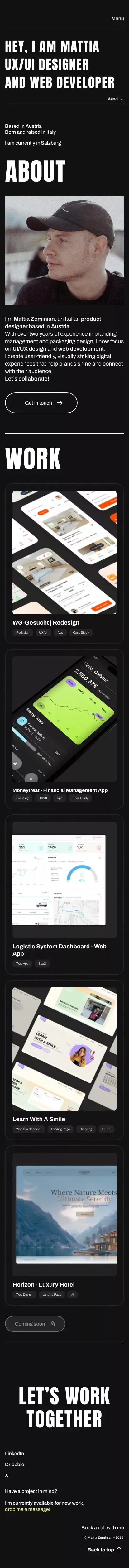 Mattia Zeminian | UX UI Designer & Web Developer mobile view