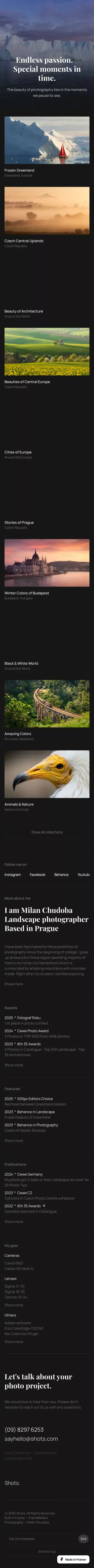 Shots â Framer Template for Photographers mobile view