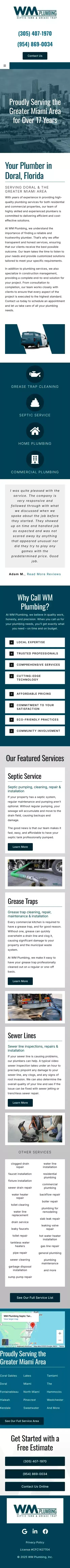 Plumber in Doral, Florida | WM Plumbing, Inc. mobile view