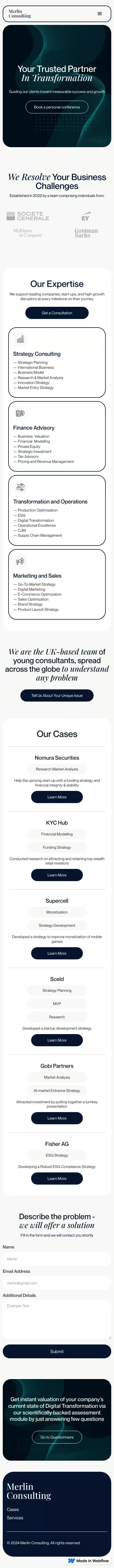 Merlin consulting mobile view