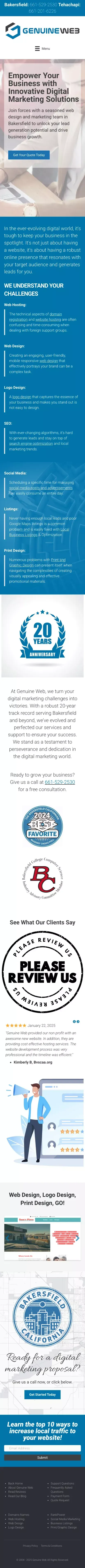 Bakersfield Web Design & Digital Marketing | Genuine Web mobile view