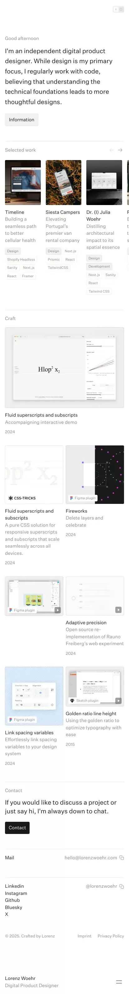 Lorenz Woehr — Digital Product Designer mobile view