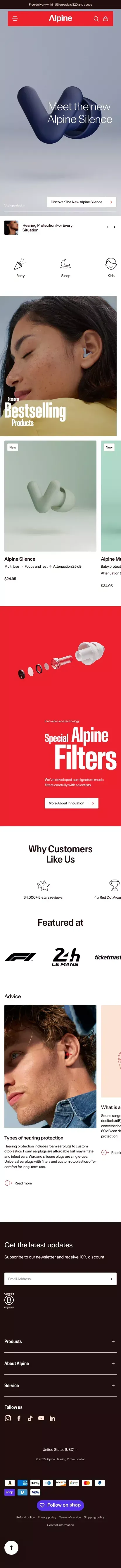 Alpine - No. 1 Hearing Protection for Every Situation mobile view