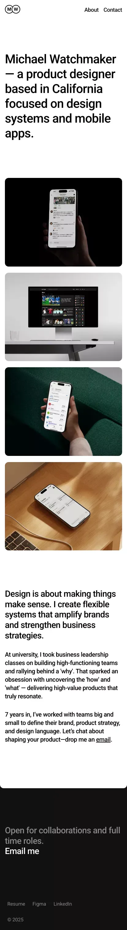 Michael Watchmaker mobile view