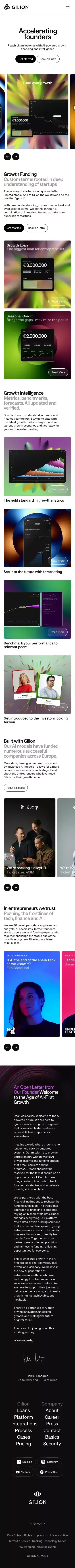 Gilion: Startup Funding, Growth Financing, and Analytics mobile view