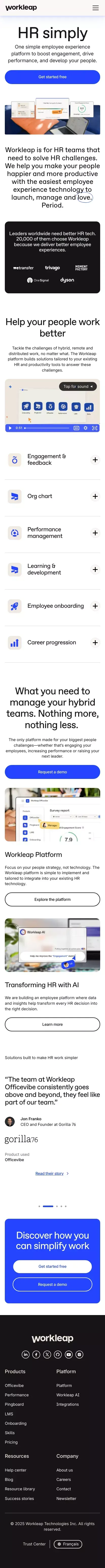 Workleap | Create impactful employee engagement mobile view