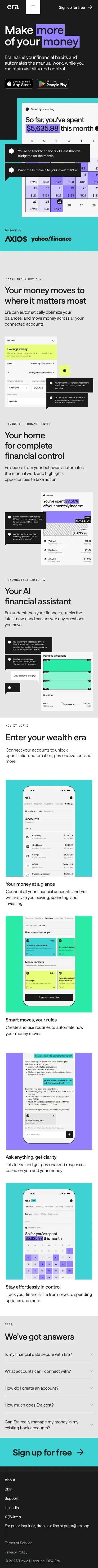 AI to make more of your money | Era mobile view