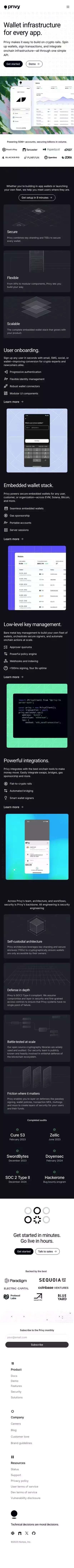 Privy - Wallet infrastructure, built for scale. mobile view