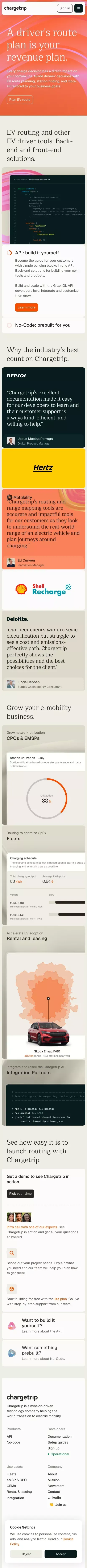 Chargetrip | Routing revenue mobile view